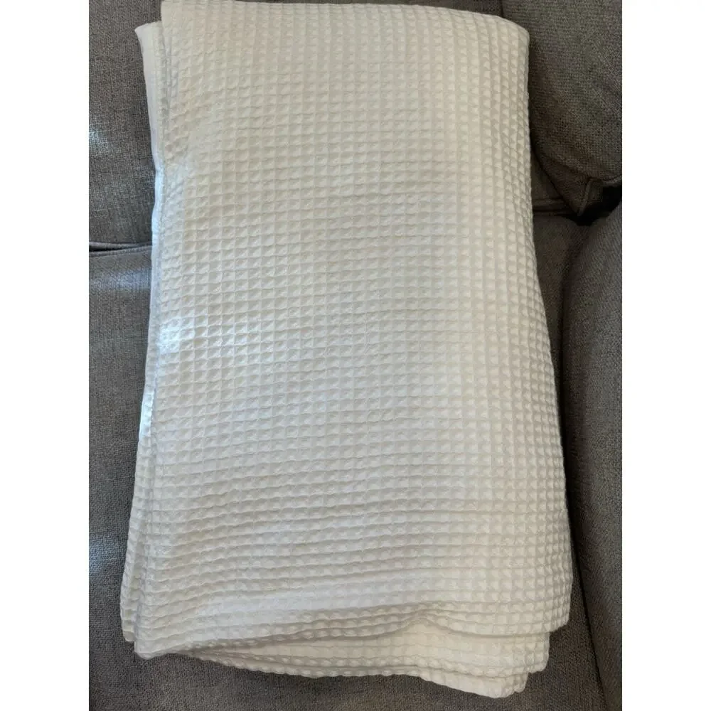 BOLL & BRANCH Waffle Weave Duvet Set W/shams Full/Queen White Organic Cotton NEW